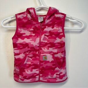 Girls Carhartt Pink Camo Fleece Hooded Vest - Size 24m
